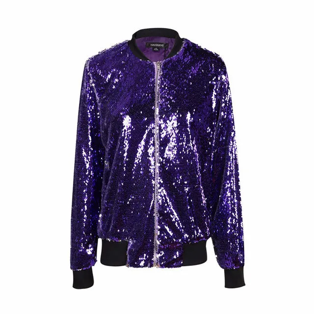 Delia Sequin Bomber Jacket