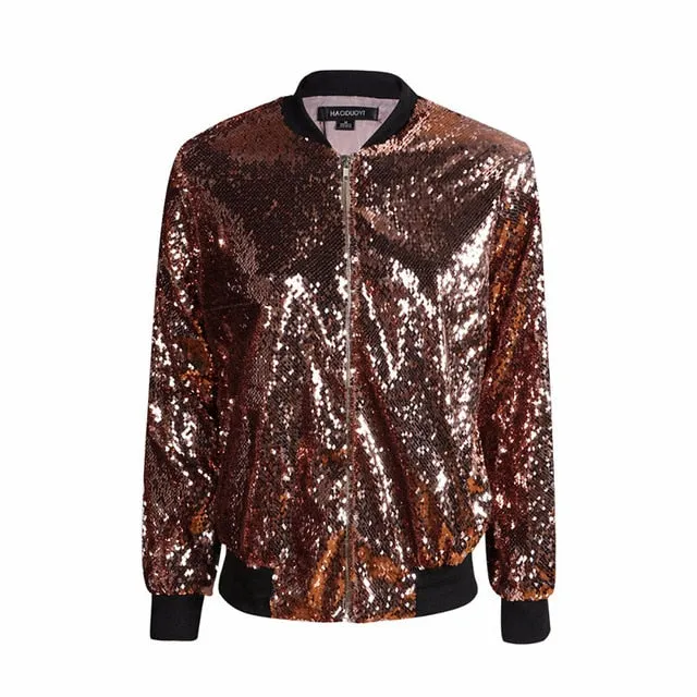 Delia Sequin Bomber Jacket