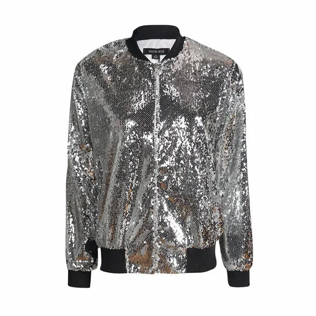 Delia Sequin Bomber Jacket