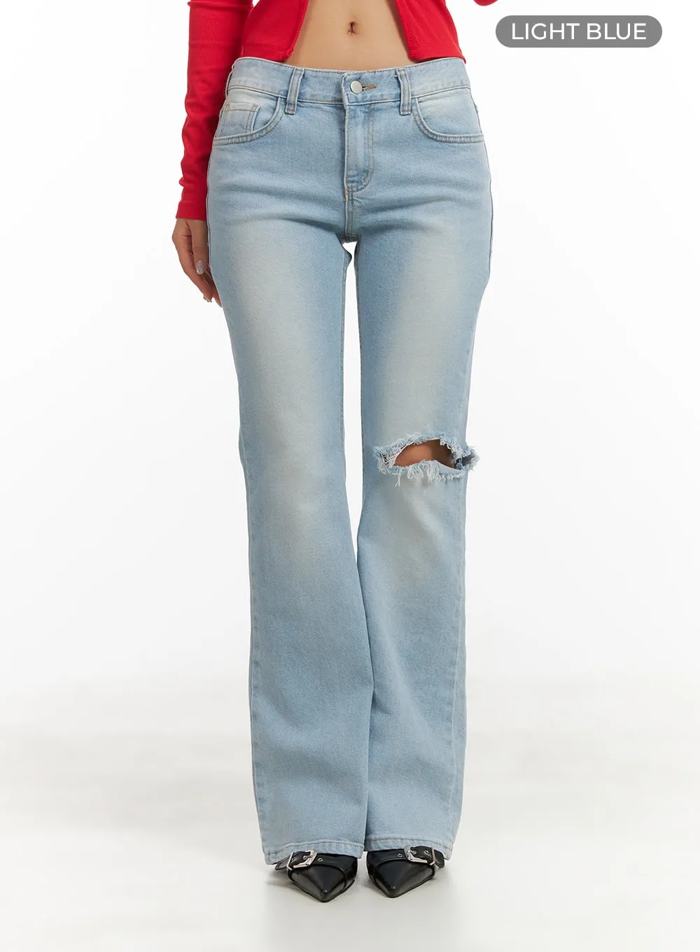 Distressed Bootcut Jeans CY403