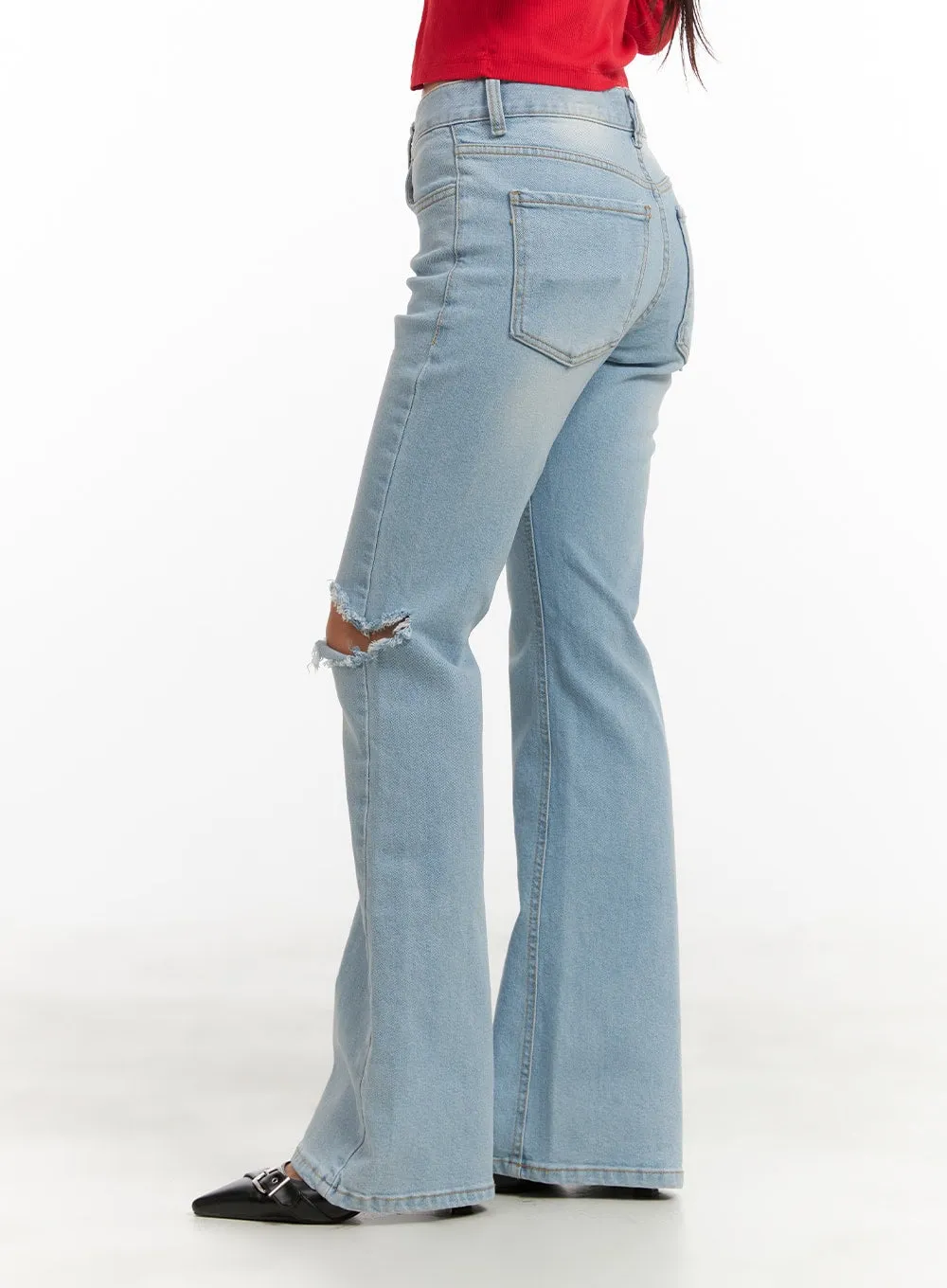Distressed Bootcut Jeans CY403