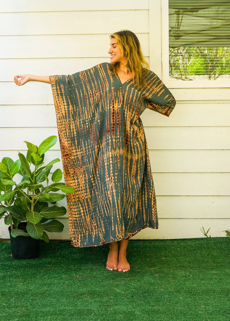 Earthy Ember Tie-Dye Kaftan