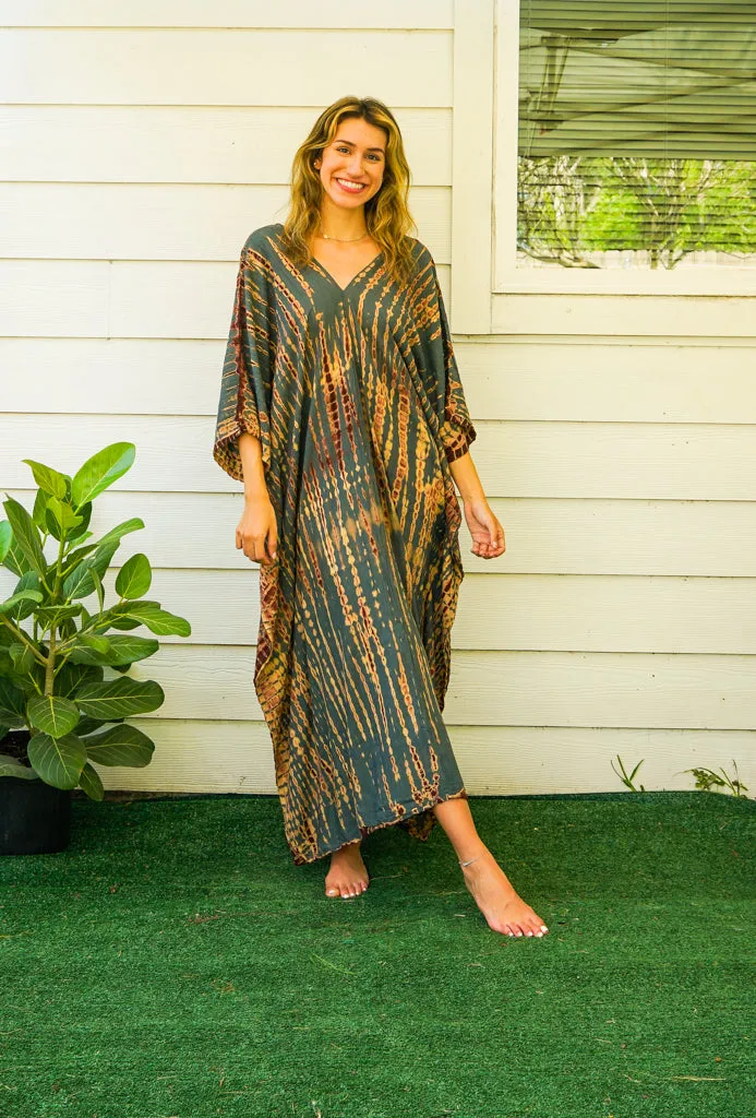 Earthy Ember Tie-Dye Kaftan