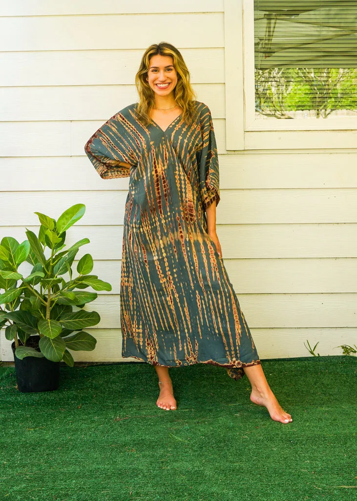 Earthy Ember Tie-Dye Kaftan