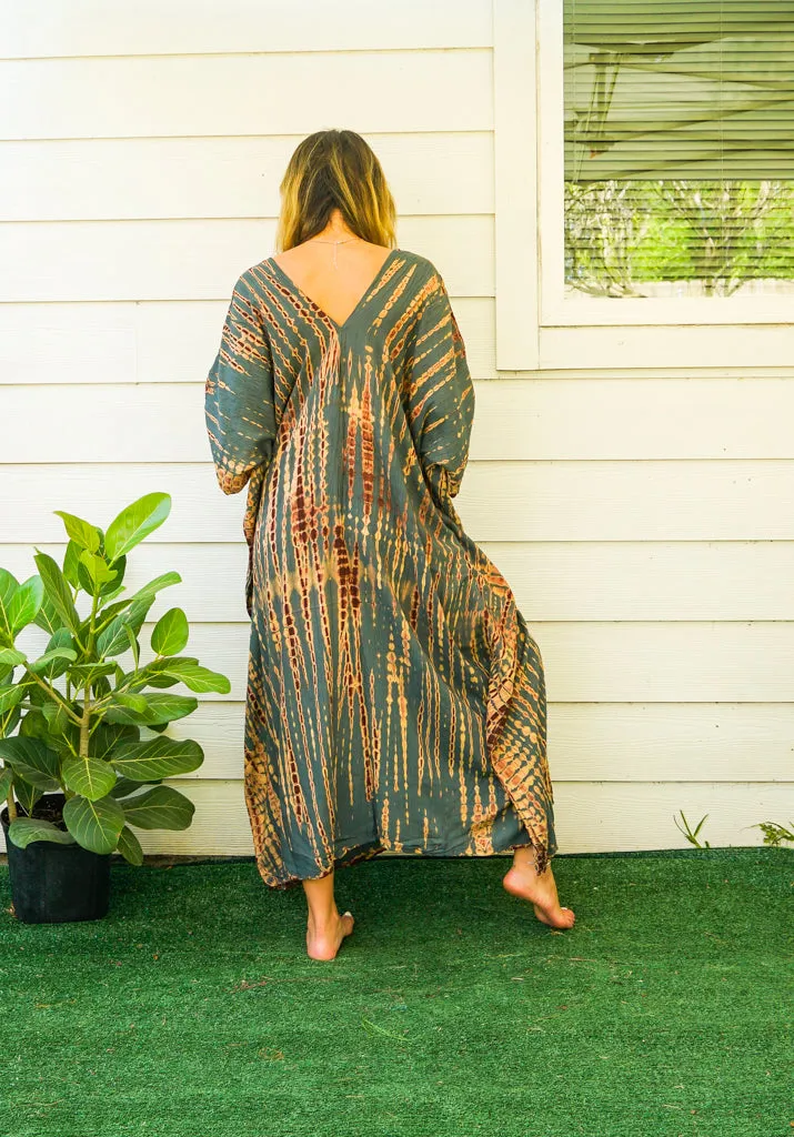 Earthy Ember Tie-Dye Kaftan