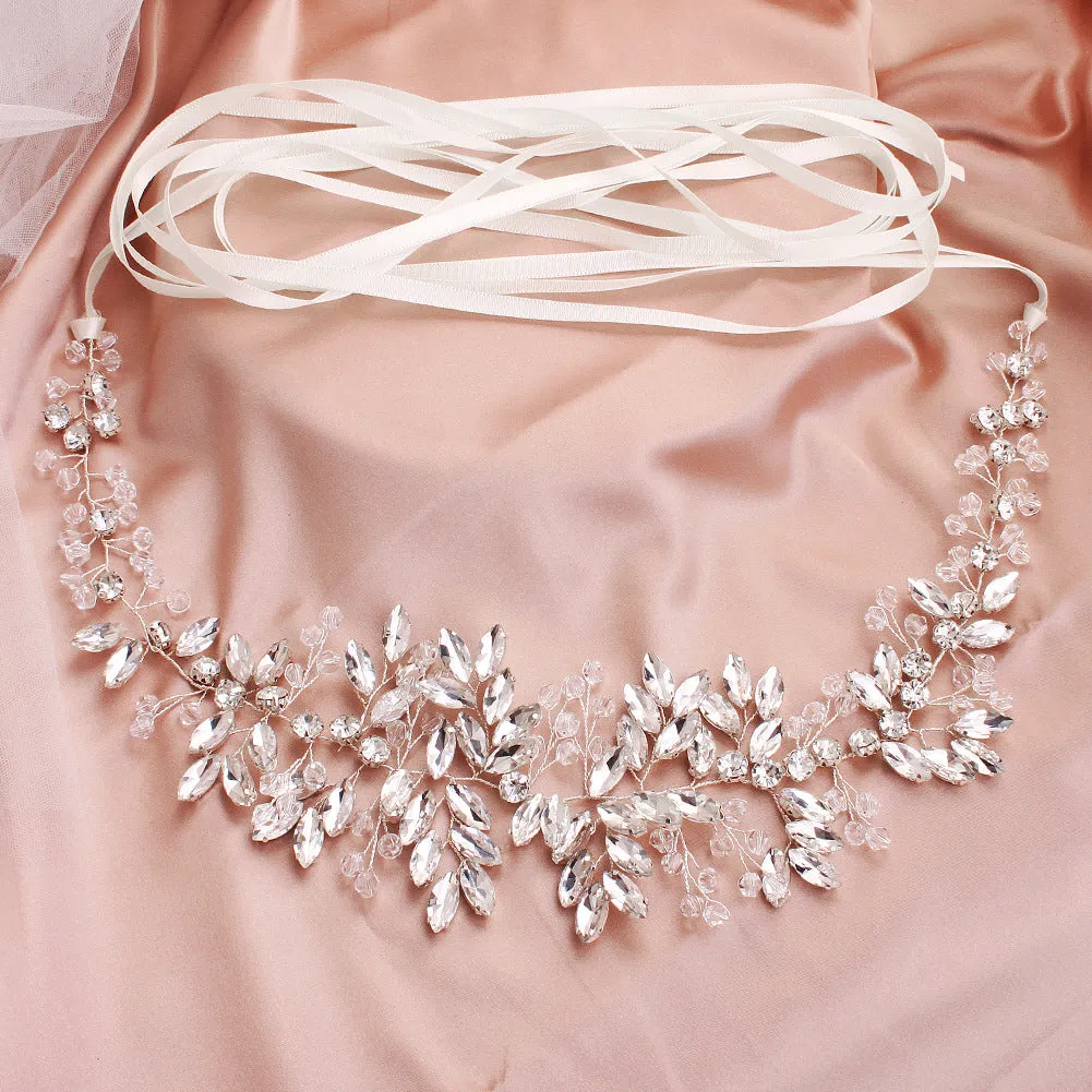 Elegant Handmade Rhinestone Leaf  Waist Chain Bridal Accessories