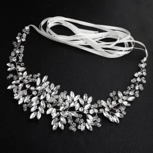 Elegant Handmade Rhinestone Leaf  Waist Chain Bridal Accessories