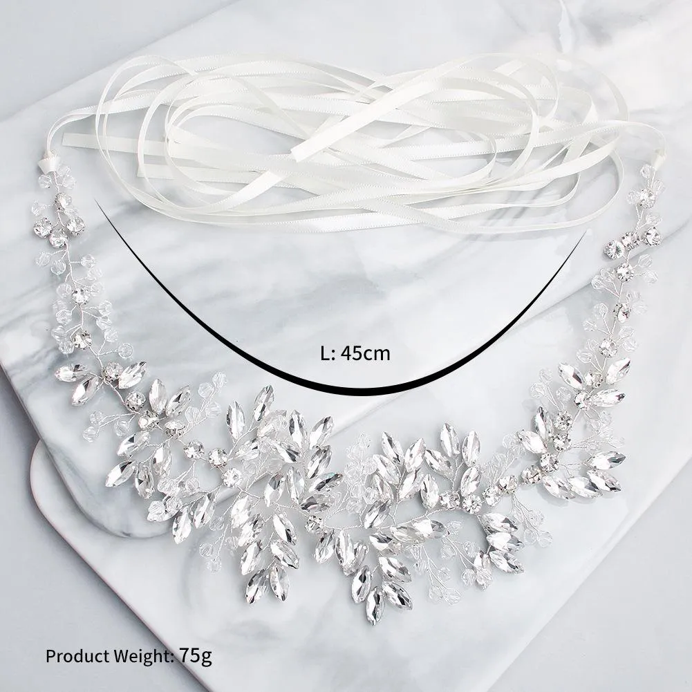 Elegant Handmade Rhinestone Leaf  Waist Chain Bridal Accessories
