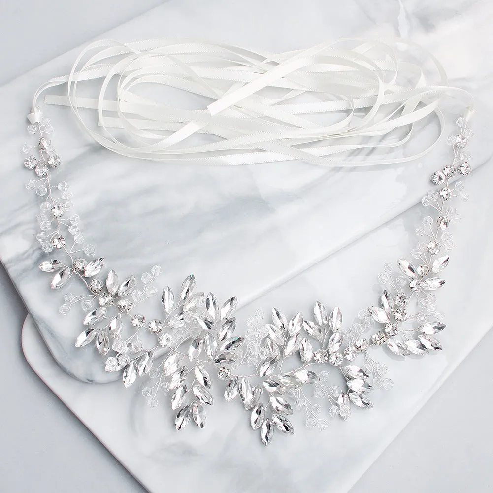 Elegant Handmade Rhinestone Leaf  Waist Chain Bridal Accessories