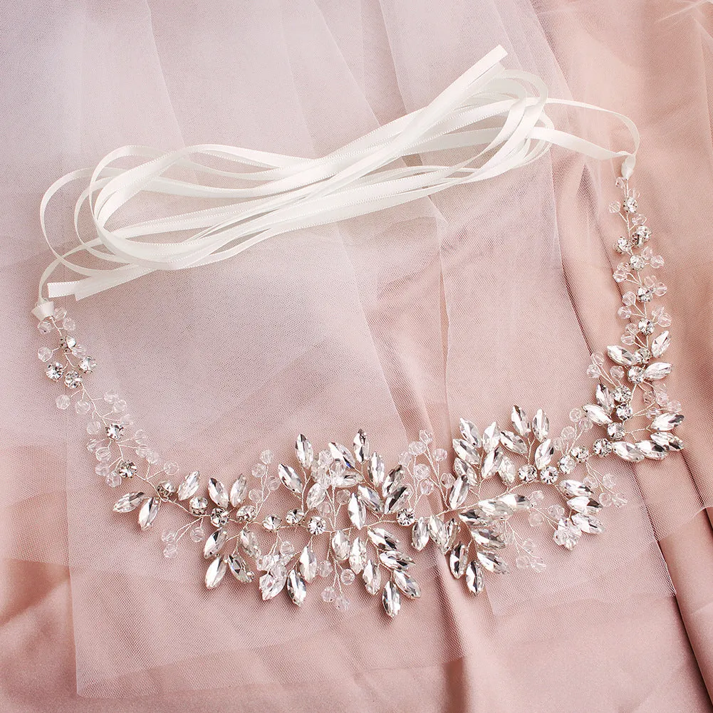 Elegant Handmade Rhinestone Leaf  Waist Chain Bridal Accessories