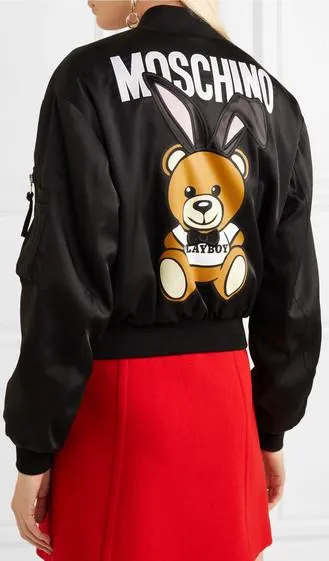 Embroidered Satin Bomber Jacket