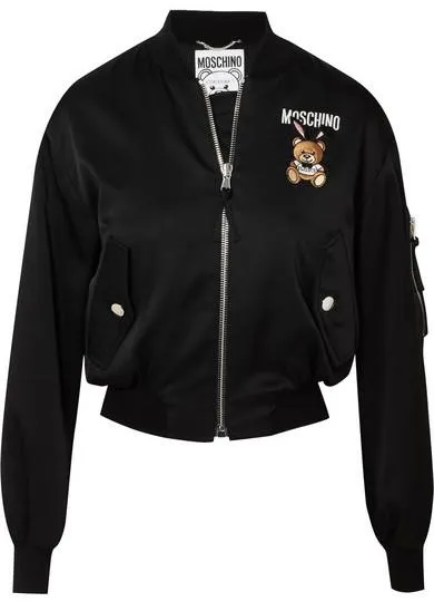 Embroidered Satin Bomber Jacket