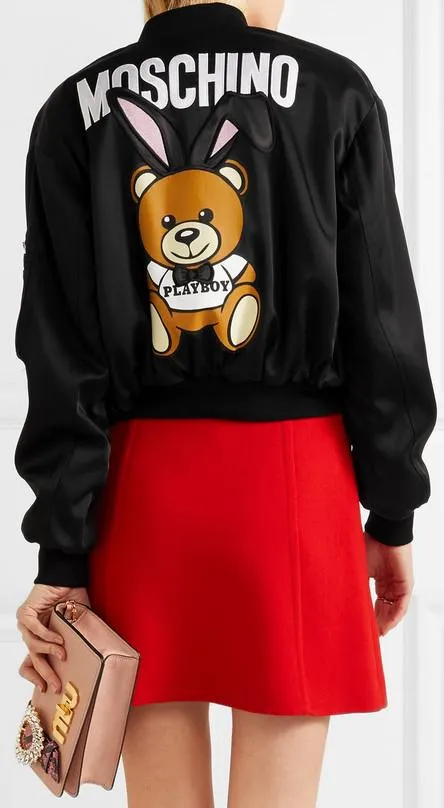 Embroidered Satin Bomber Jacket