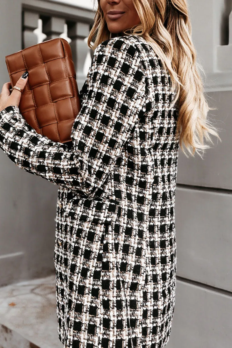 Fashion Street Plaid Turn-back Collar Outerwear