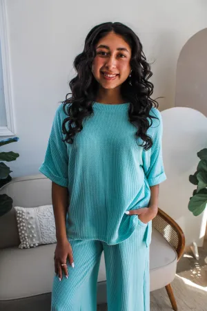 Feel The Breeze Rib Top • Turquoise