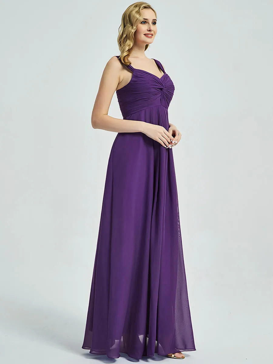 [Final Sale] Burnt Orange Sweetheart Straps A-Line Maxi Chiffon Bridesmaid Dresses