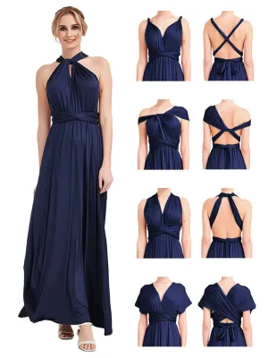 [Final Sale] Navy Blue Infinity Wrap Maxi Bridesmaid Dress