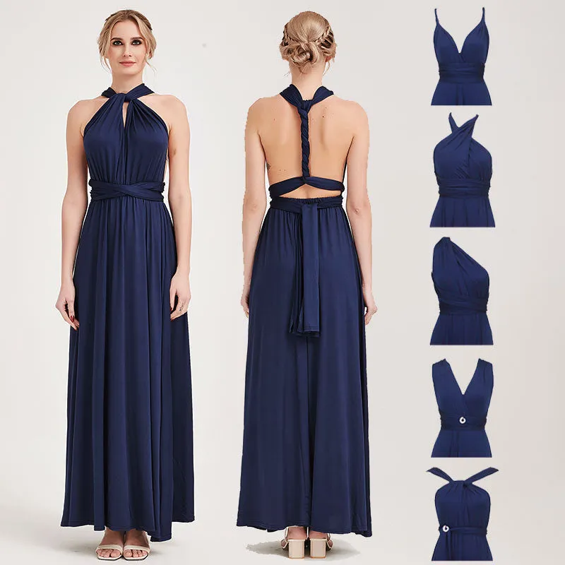 [Final Sale] Navy Blue Infinity Wrap Maxi Bridesmaid Dress