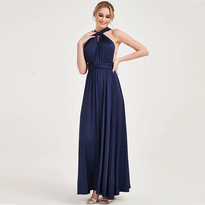 [Final Sale] Navy Blue Infinity Wrap Maxi Bridesmaid Dress