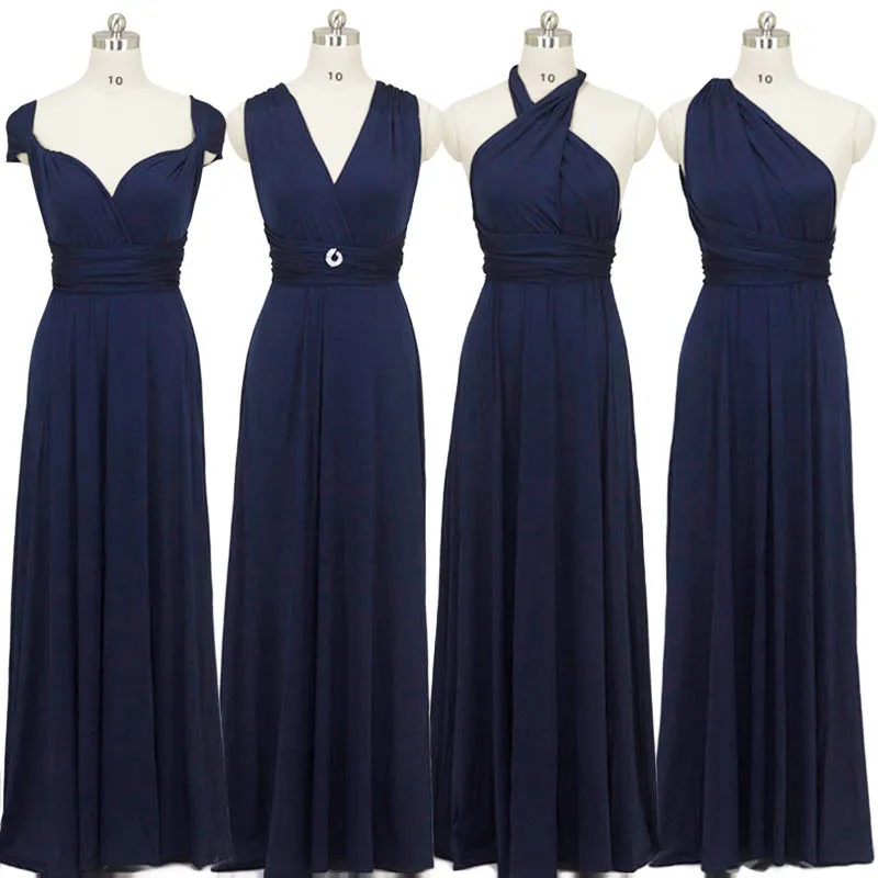 [Final Sale] Navy Blue Infinity Wrap Maxi Bridesmaid Dress
