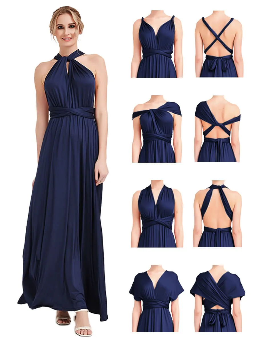[Final Sale] Navy Blue Infinity Wrap Maxi Bridesmaid Dress