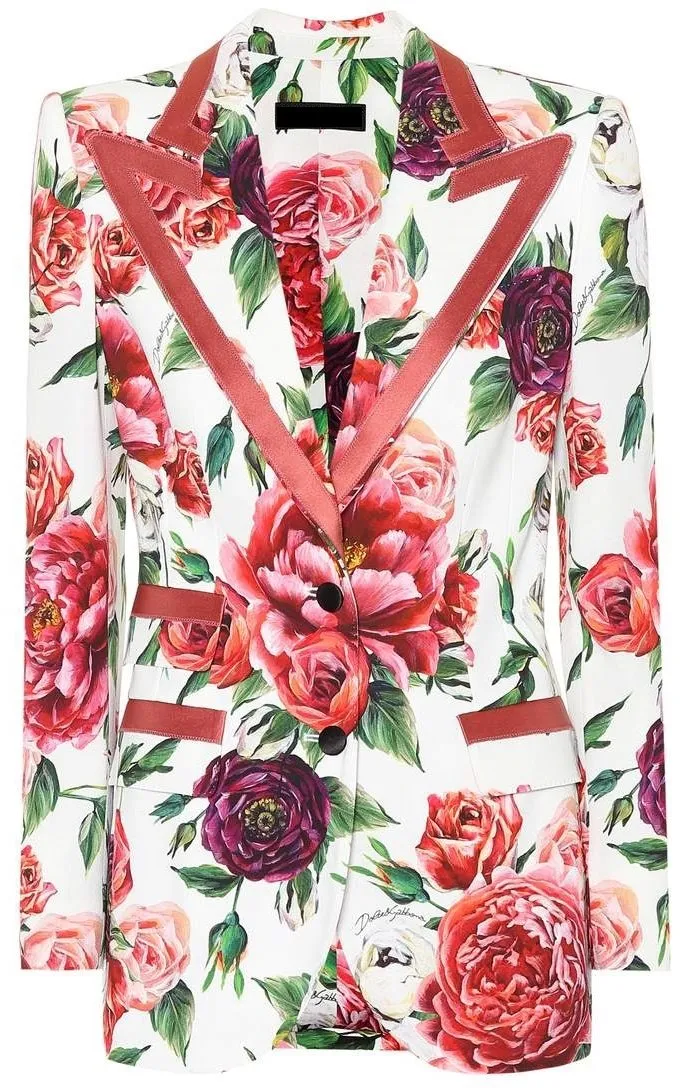 Floral Peony Print Blazer Cady Jacket