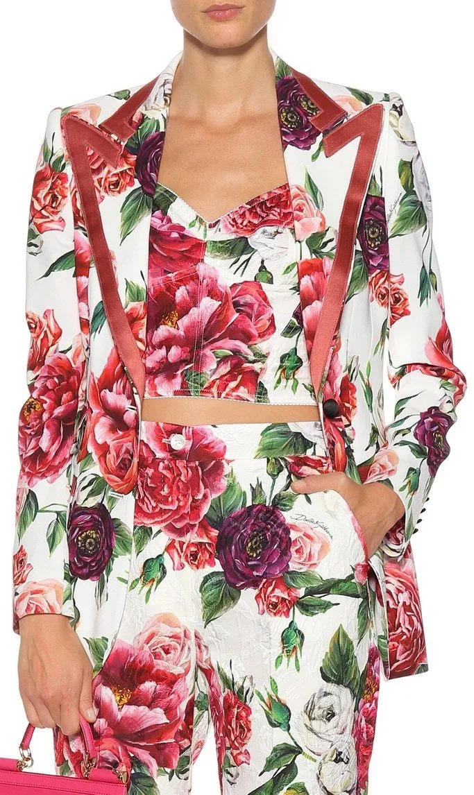 Floral Peony Print Blazer Cady Jacket
