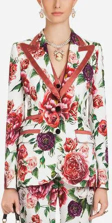 Floral Peony Print Blazer Cady Jacket