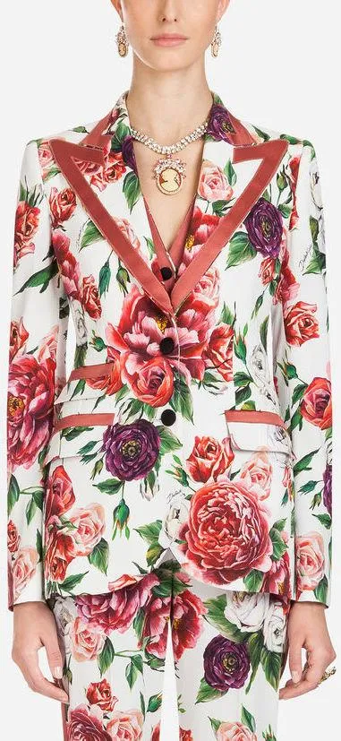Floral Peony Print Blazer Cady Jacket