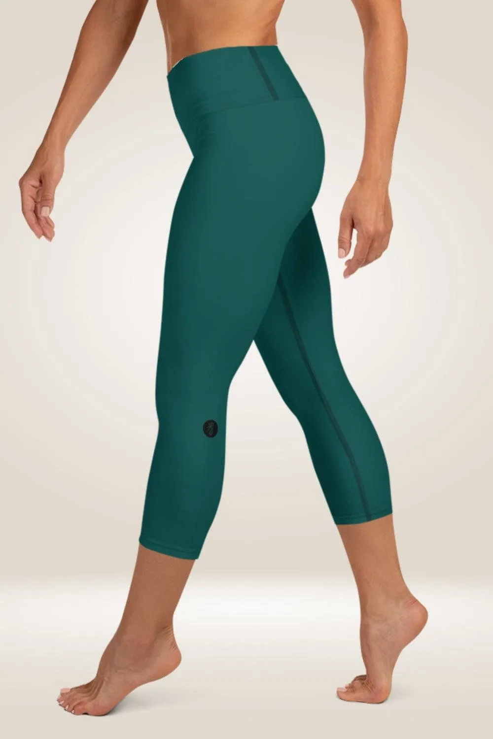 Forest Green High Waist Yoga Capri Leggings