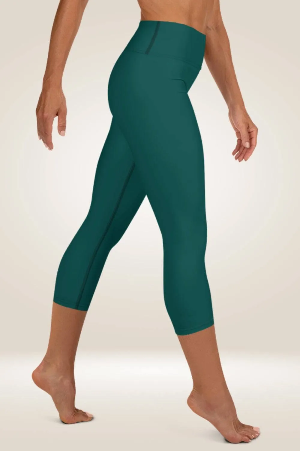 Forest Green High Waist Yoga Capri Leggings