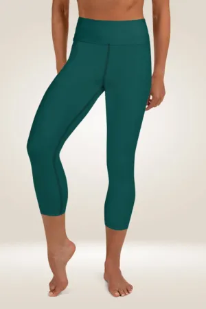 Forest Green High Waist Yoga Capri Leggings