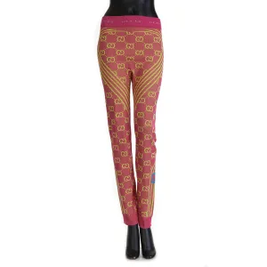 GG Jacquard Tubular Jersey Leggings In Fuchsia/Fluorescent Yellow
