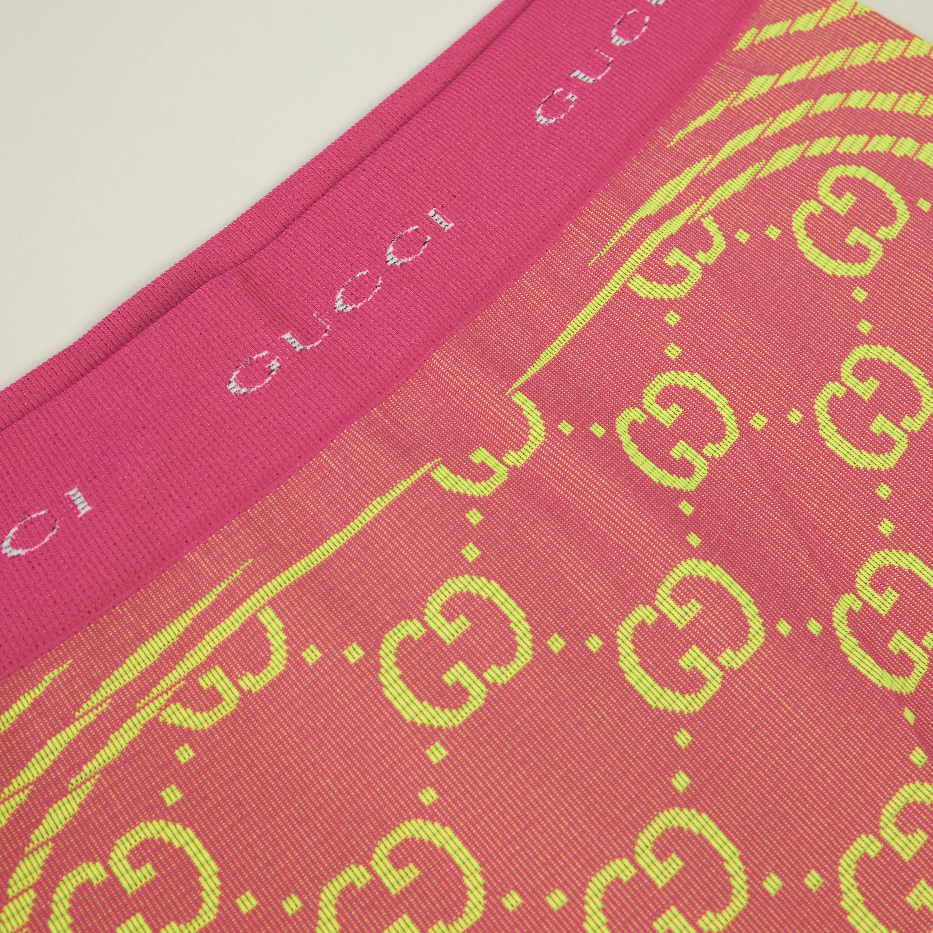 GG Jacquard Tubular Jersey Leggings In Fuchsia/Fluorescent Yellow