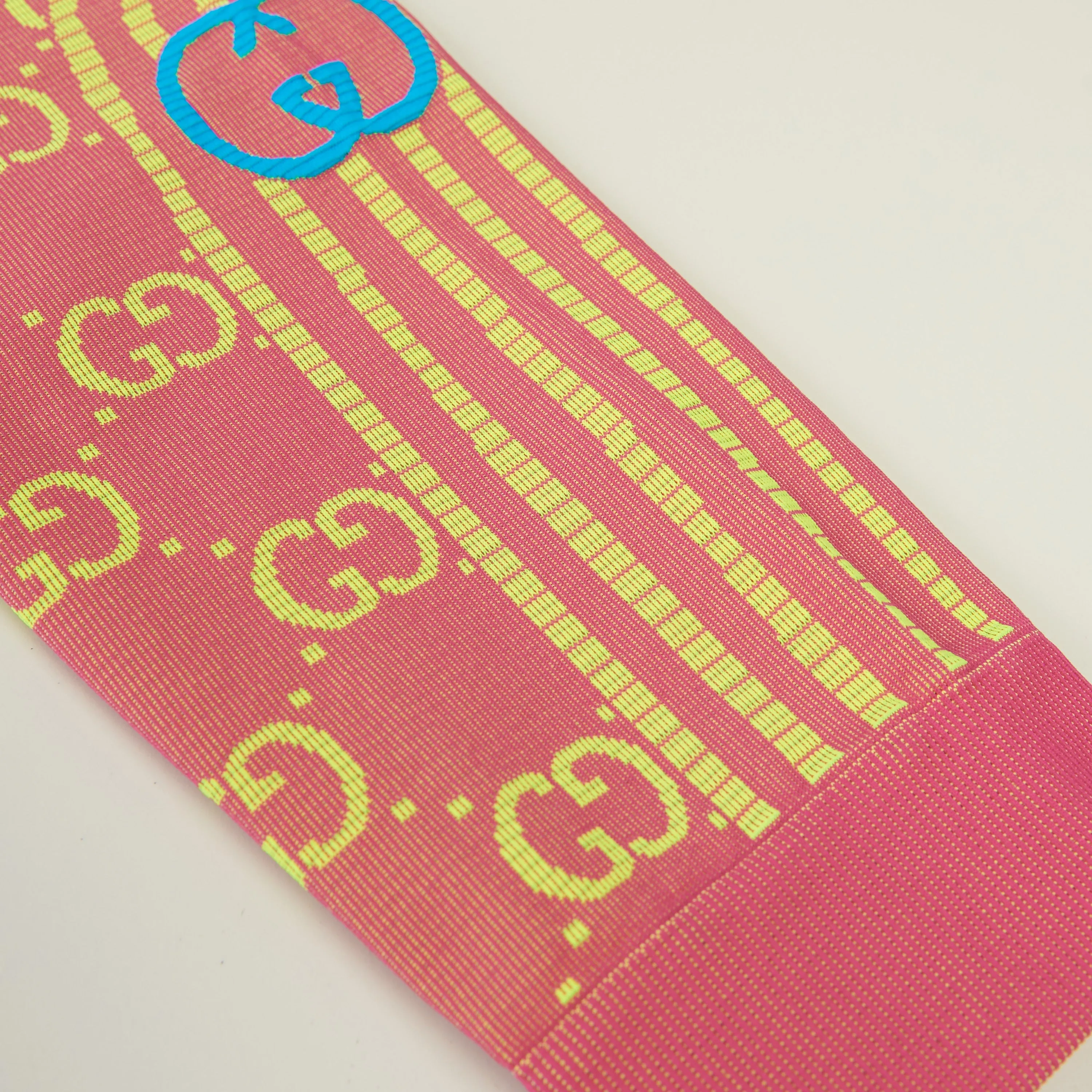 GG Jacquard Tubular Jersey Leggings In Fuchsia/Fluorescent Yellow