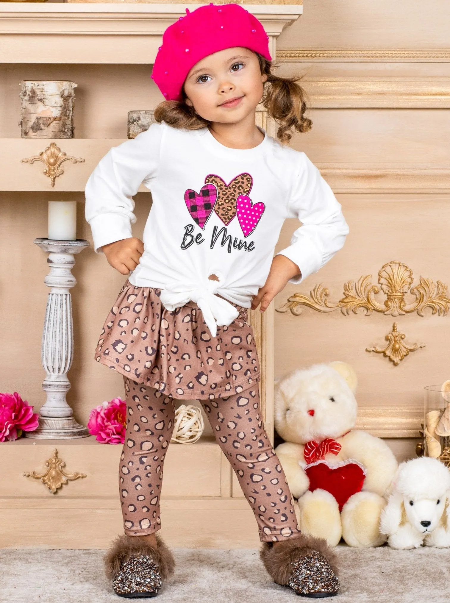 Girls Be Mine Top and Skirt-Legging Set