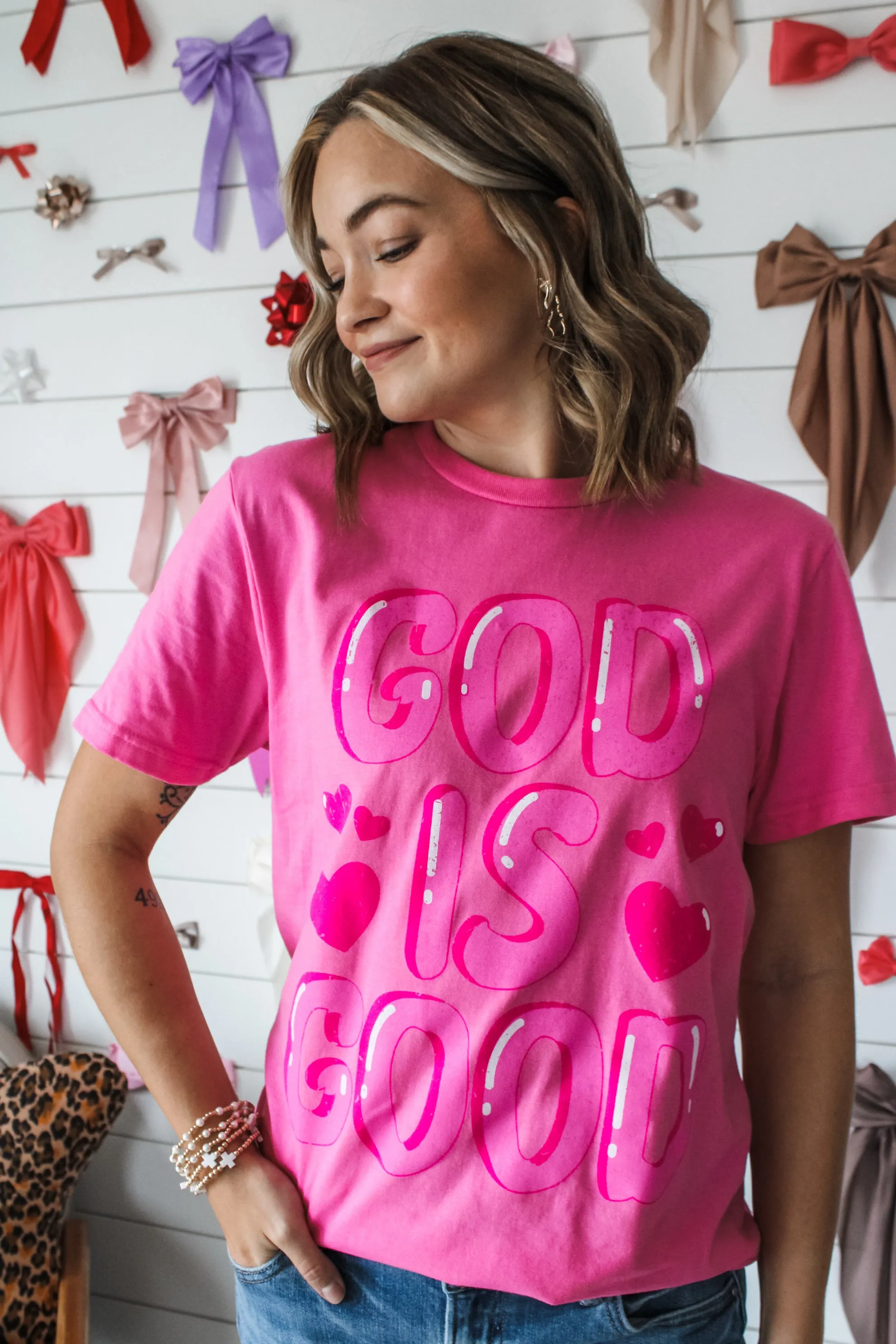 God Is Good Graphic Tee • Pink