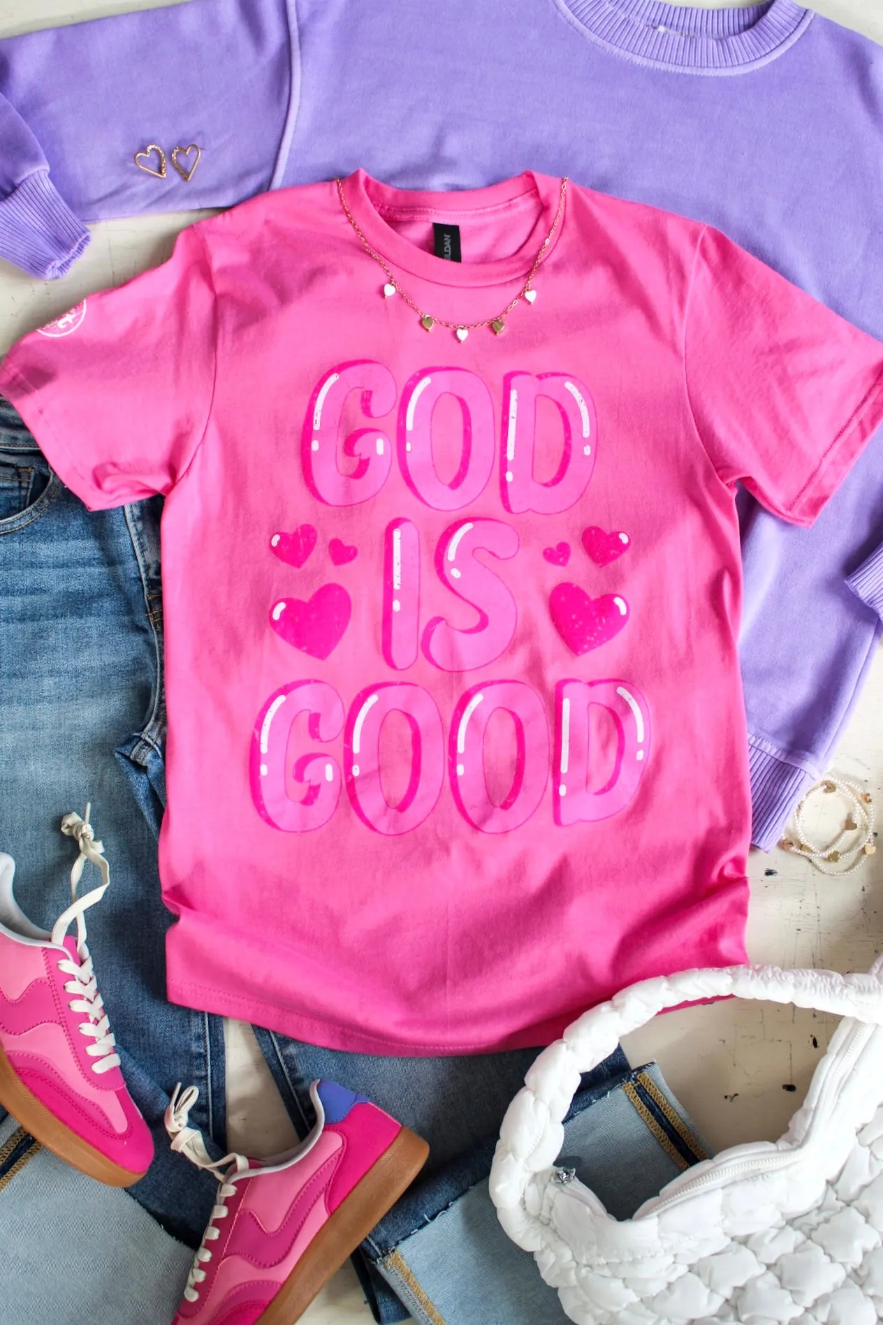 God Is Good Graphic Tee • Pink