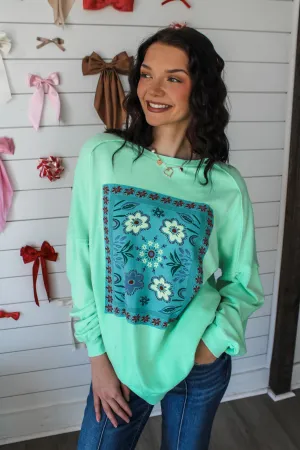 Good Vibes Floral Top • Mint Green