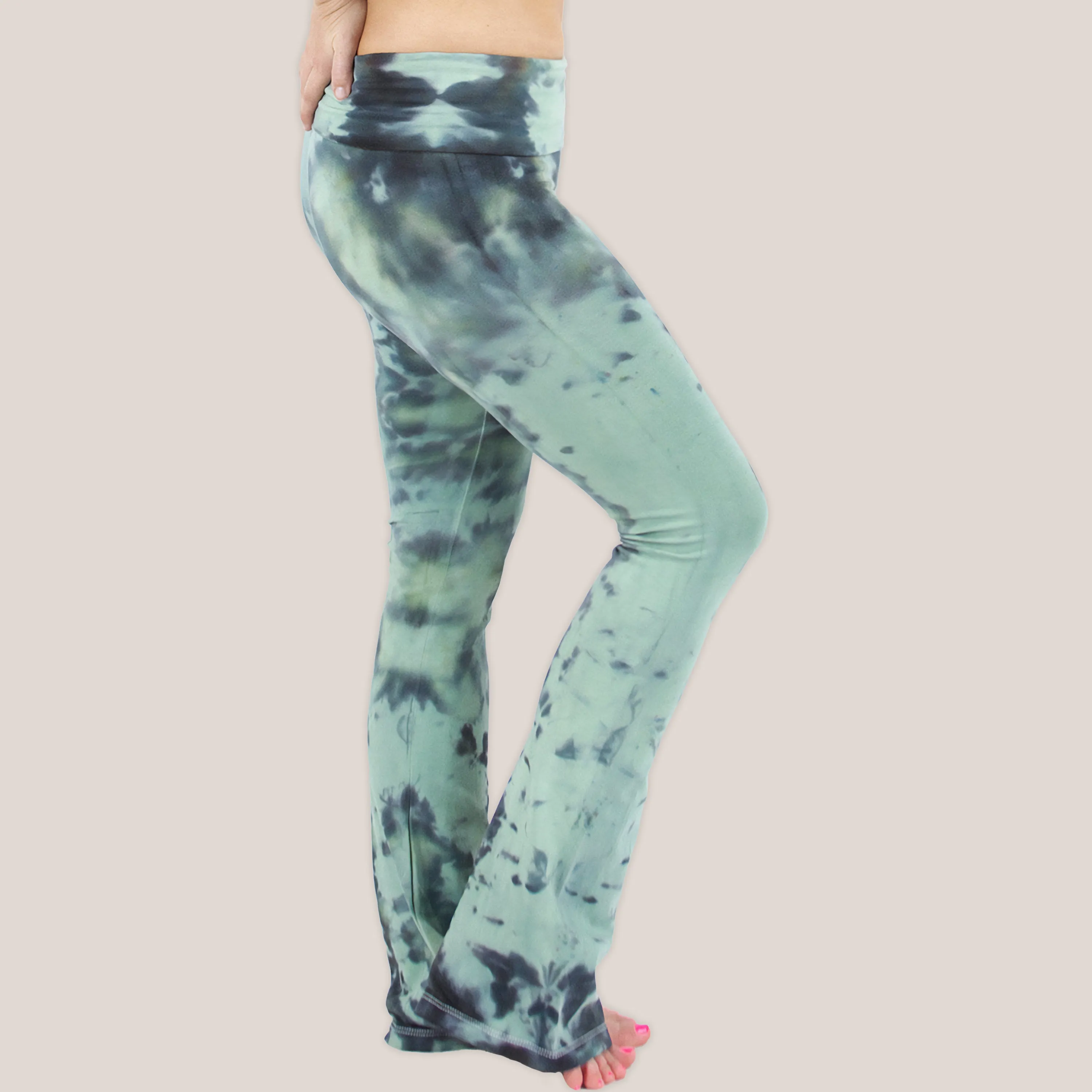 Green Camo Tie Dye Yoga Pants