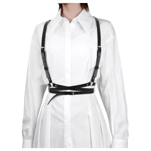 Halloween Punk Waist Belt Women Halloween PU Leather Skinny Body Adjustable Belts with Gothic Circle for Party by JASGOOD