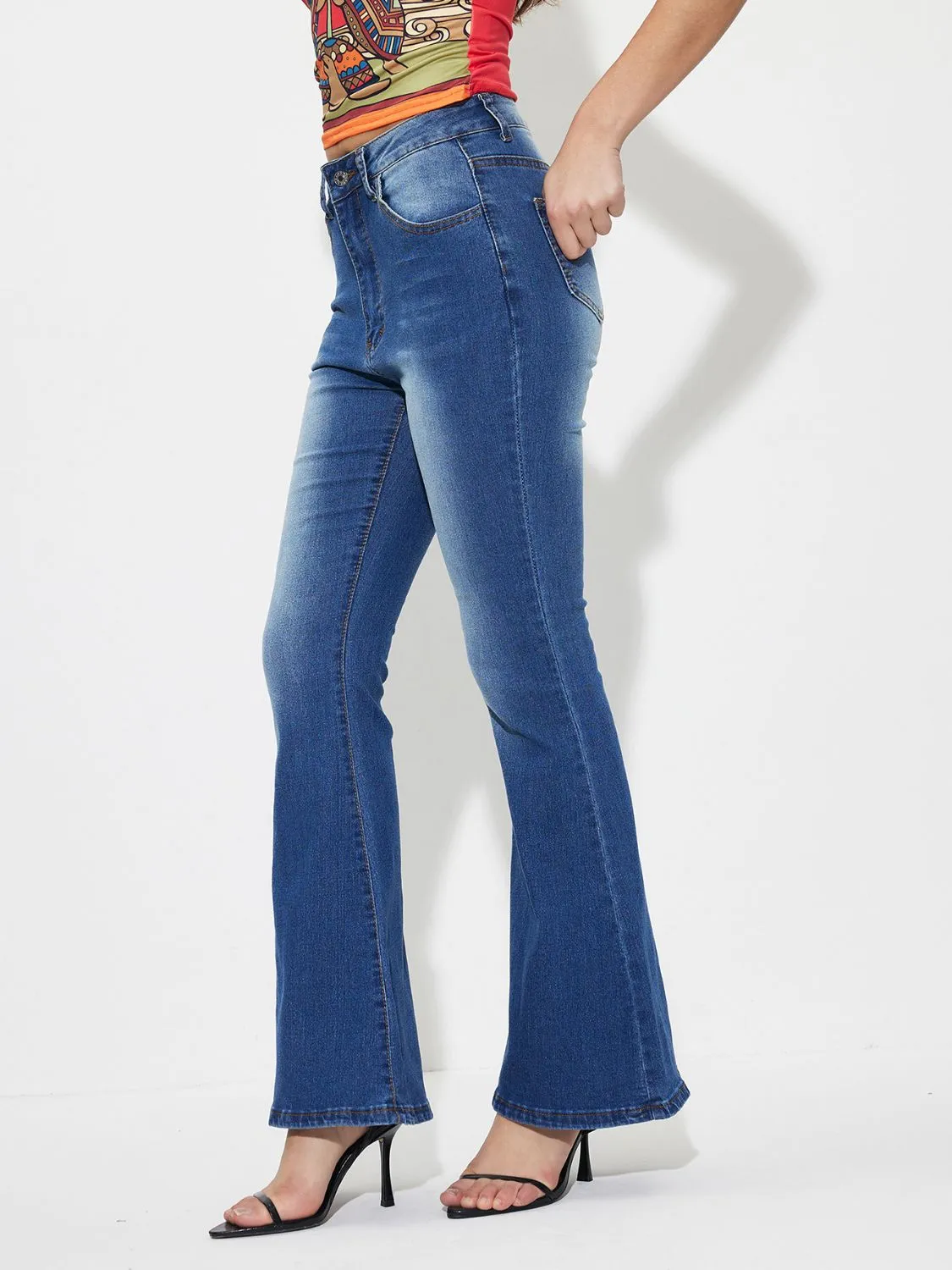 Hazel Blues® |  Mid-Rise Waist Bootcut Jeans