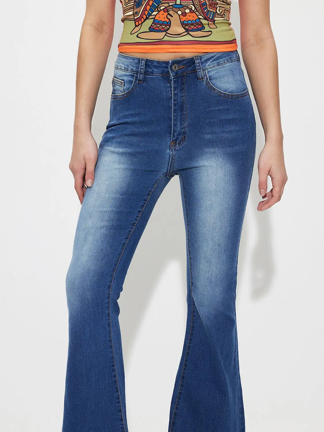 Hazel Blues® |  Mid-Rise Waist Bootcut Jeans