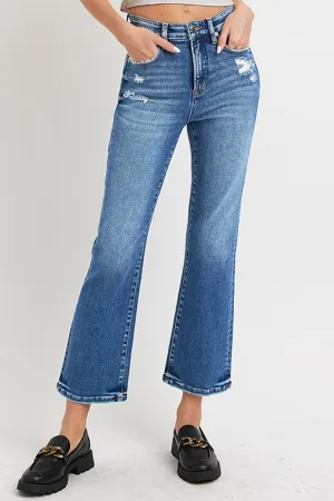 Hazel Blues® |  RISEN Tummy Control High Rise Crop Bootcut Jeans