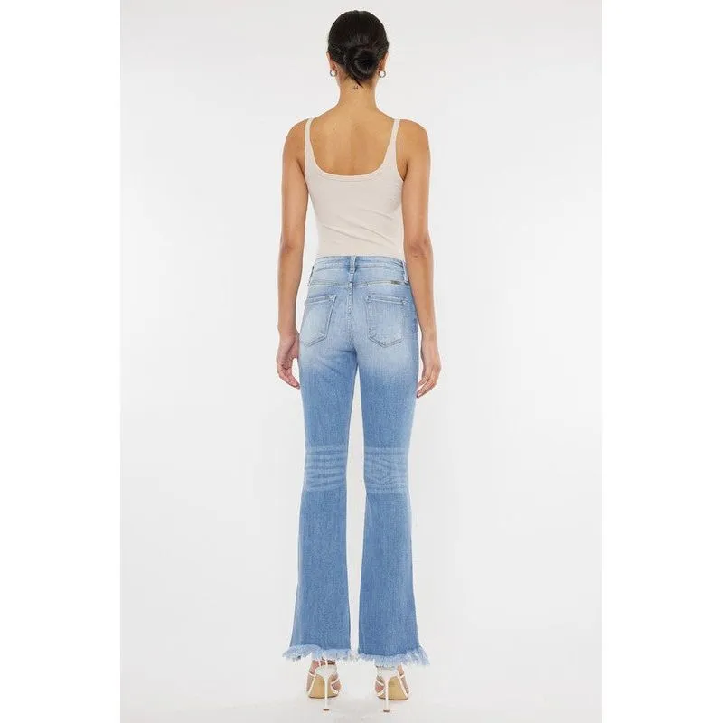 High Rise Leg Distress Bootcut Jeans