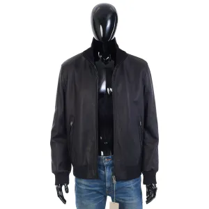 Iconic Bomber Jacket In Black Leather