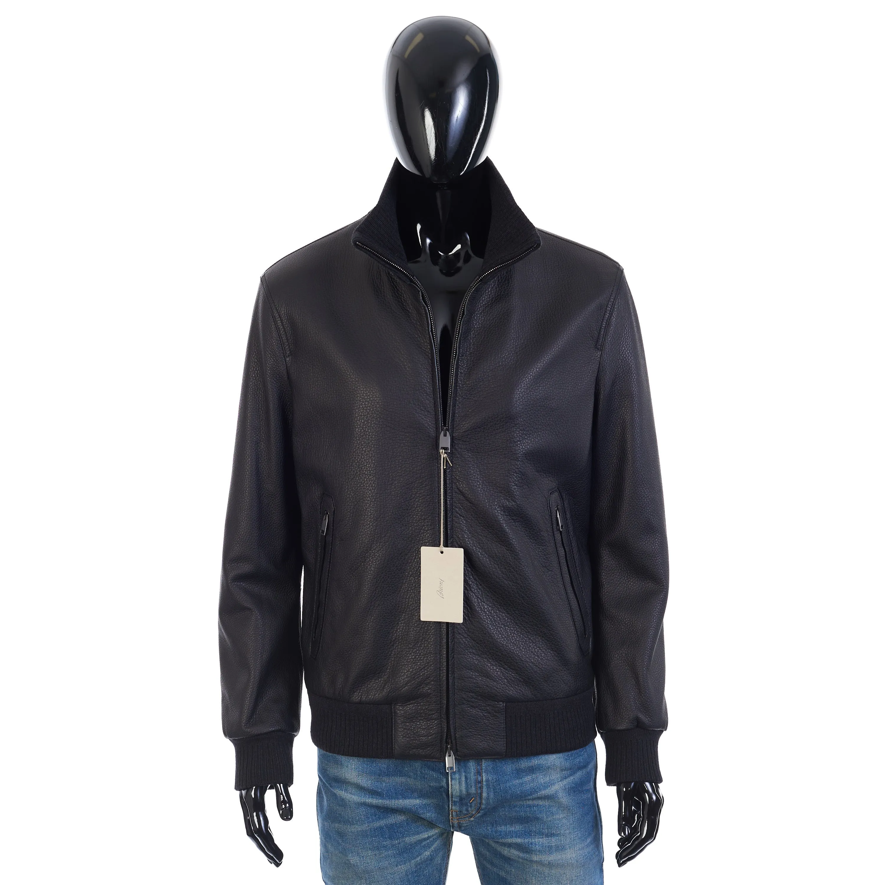 Iconic Bomber Jacket In Black Leather