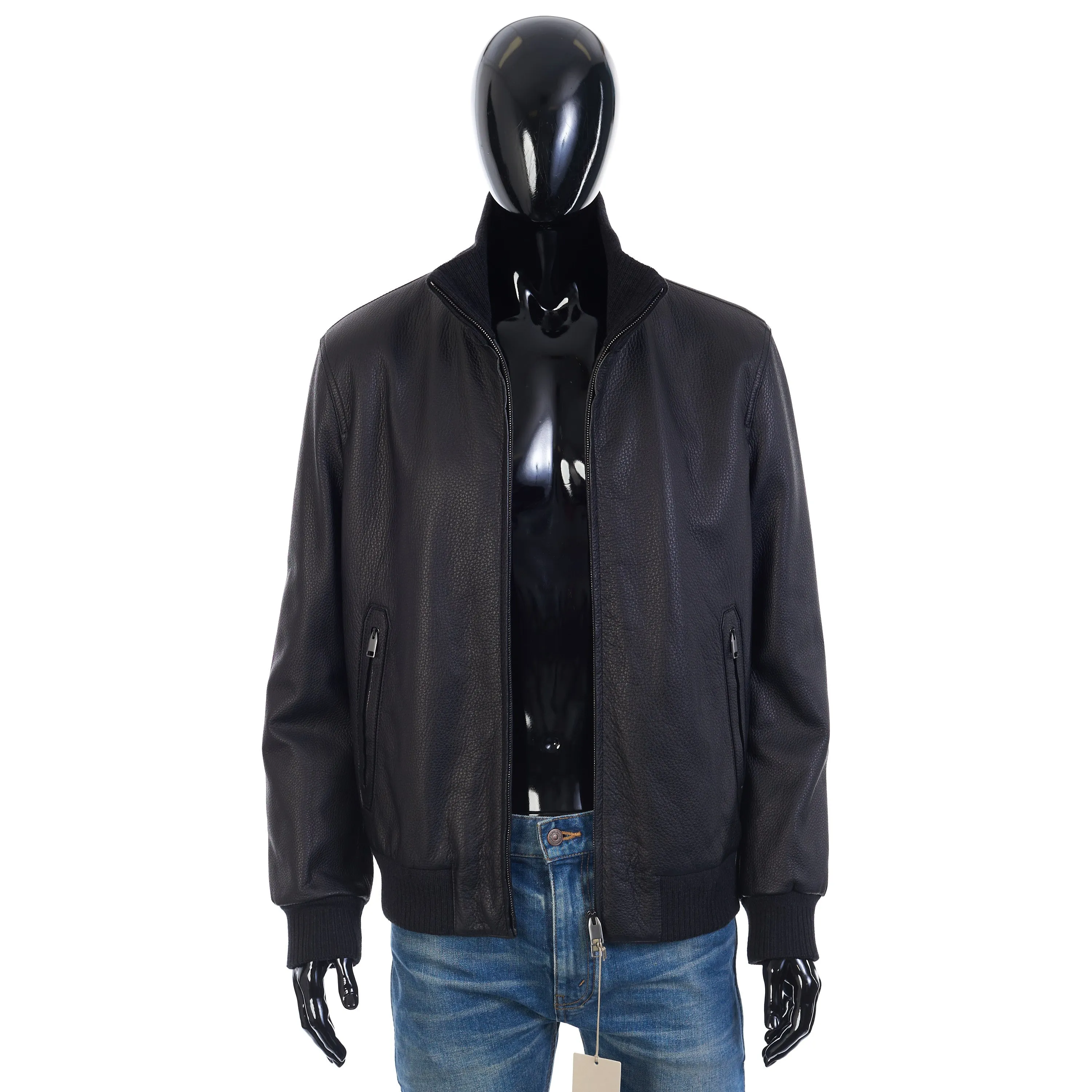 Iconic Bomber Jacket In Black Leather
