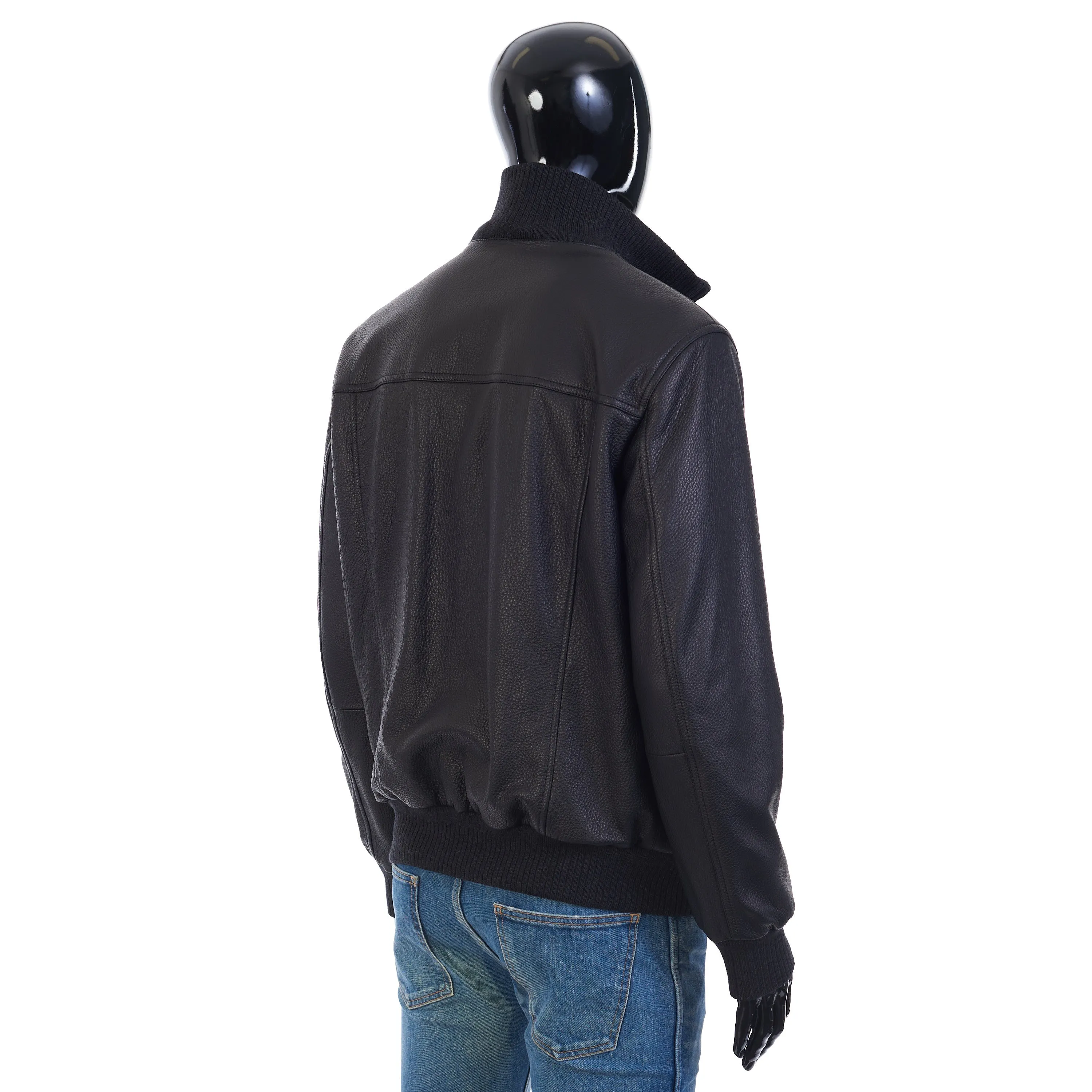 Iconic Bomber Jacket In Black Leather