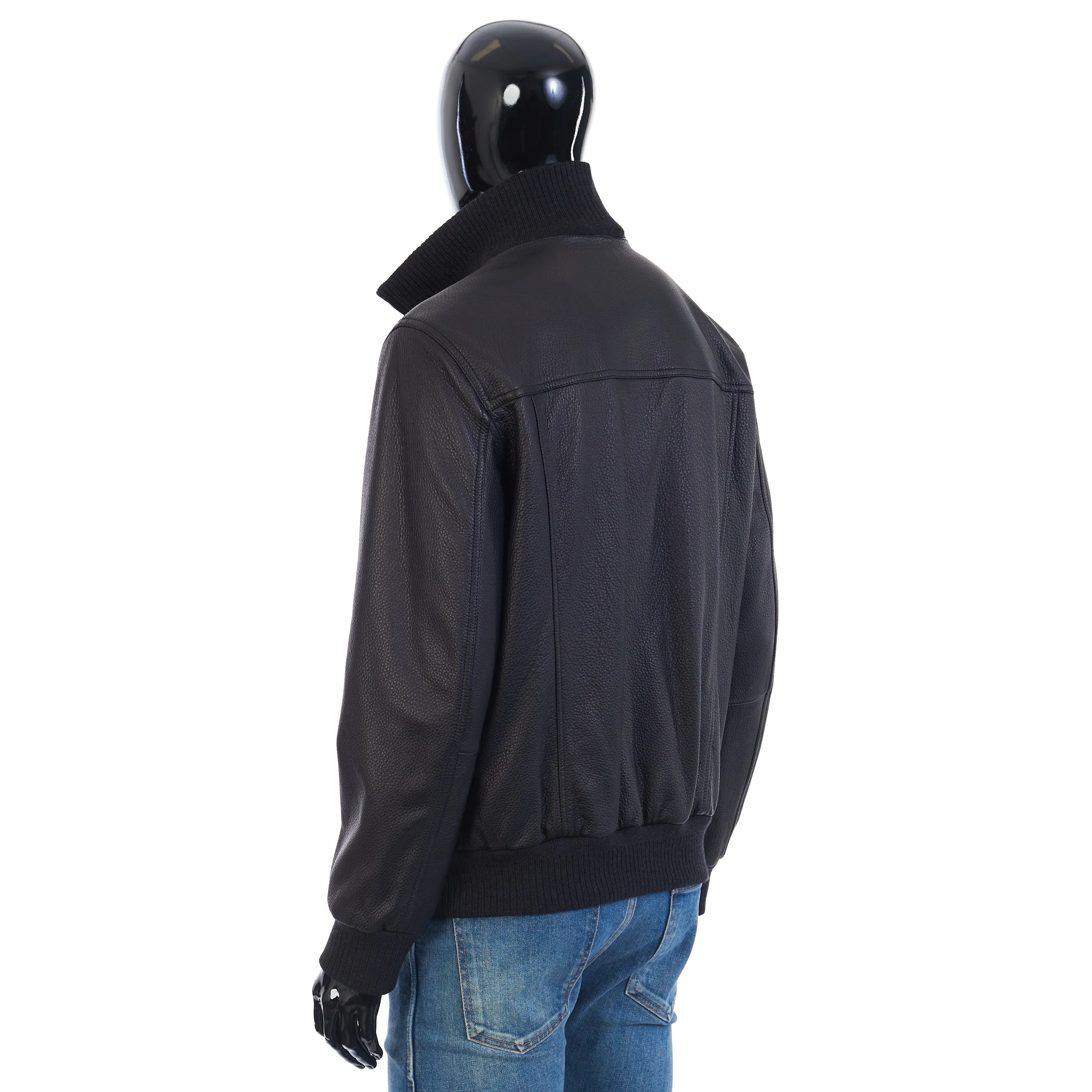 Iconic Bomber Jacket In Black Leather